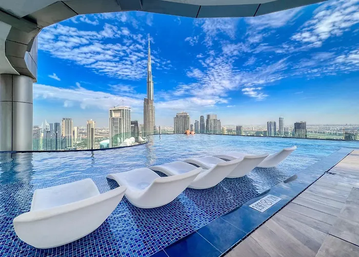 Infinity Pool & Burj Khalifa View L Luxe Paramount