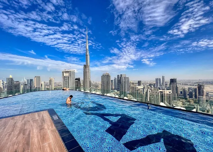 Infinity Pool & Burj Khalifa View L Luxe Paramount
